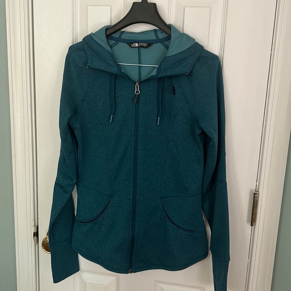 The North Face Women’s Full Zip Jacket Hooded Sweatshirt Teal Size Small - Picture 1 of 3